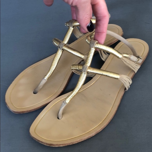 (Sold) Gucci Anita Metallic Suede Thong Sandal - Picture 6 of 8